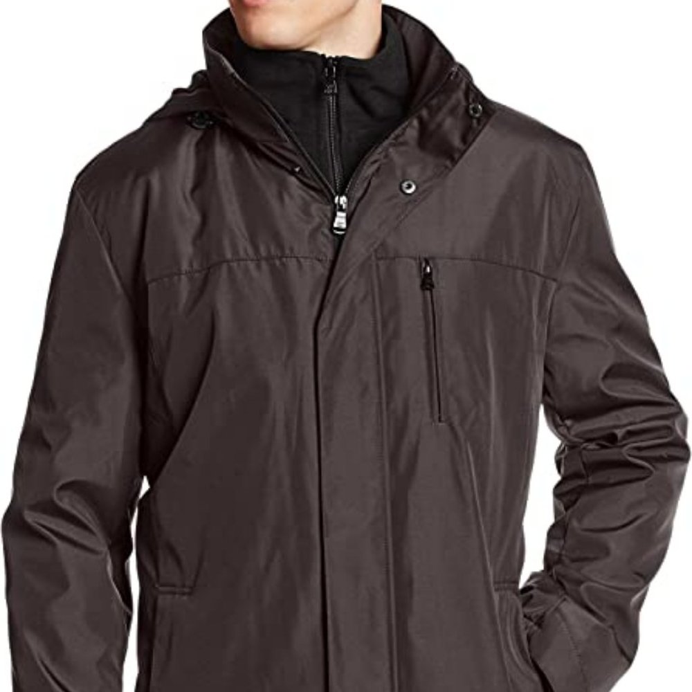 Calvin Klein Men’s Small Double Zip Hooded Winter Jacket Coat Water Resistant